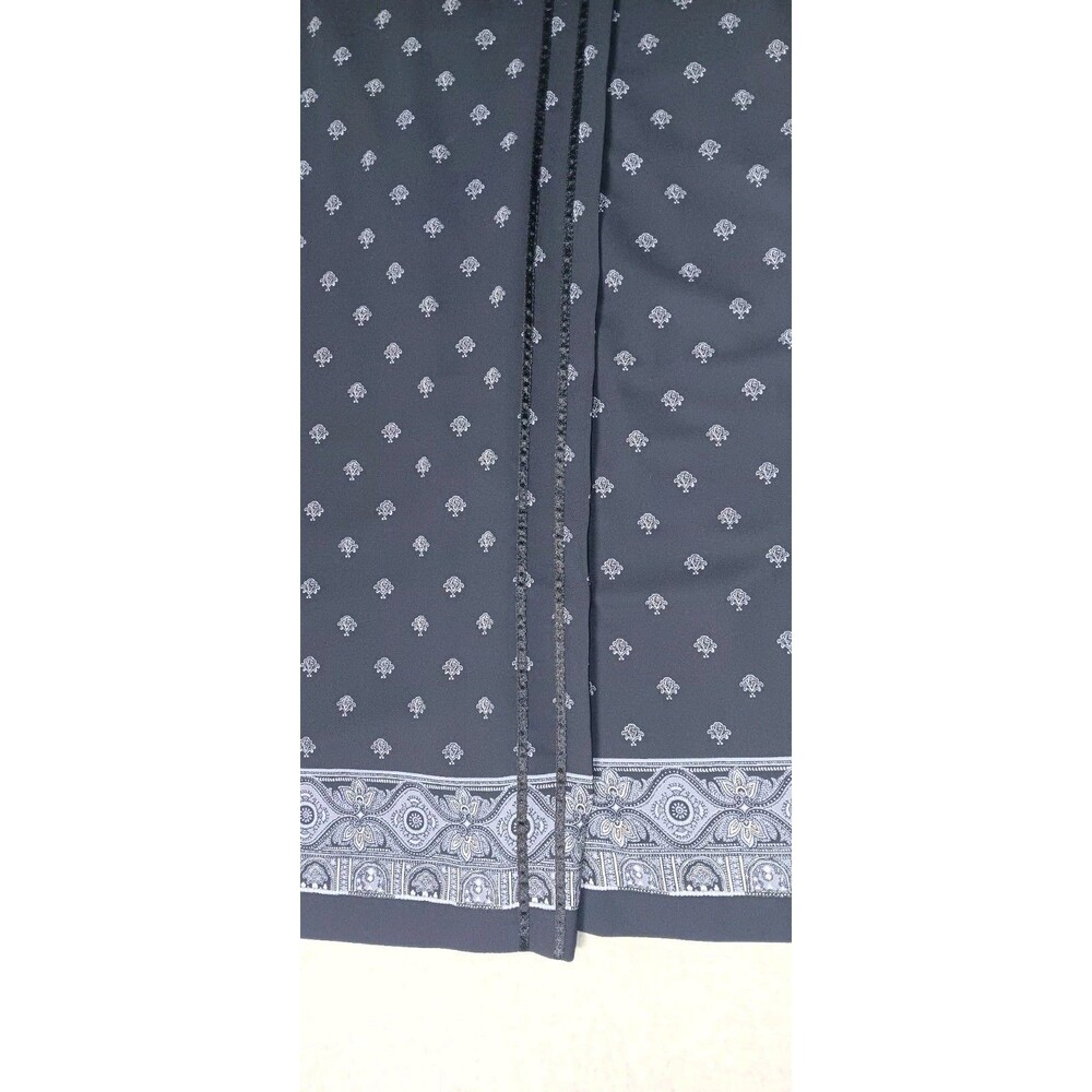 VTG Emma James Liz Claiborne Faux Wrap Maxi Skirt 12 Navy Blue Bandana Festival - Picture 5 of 11